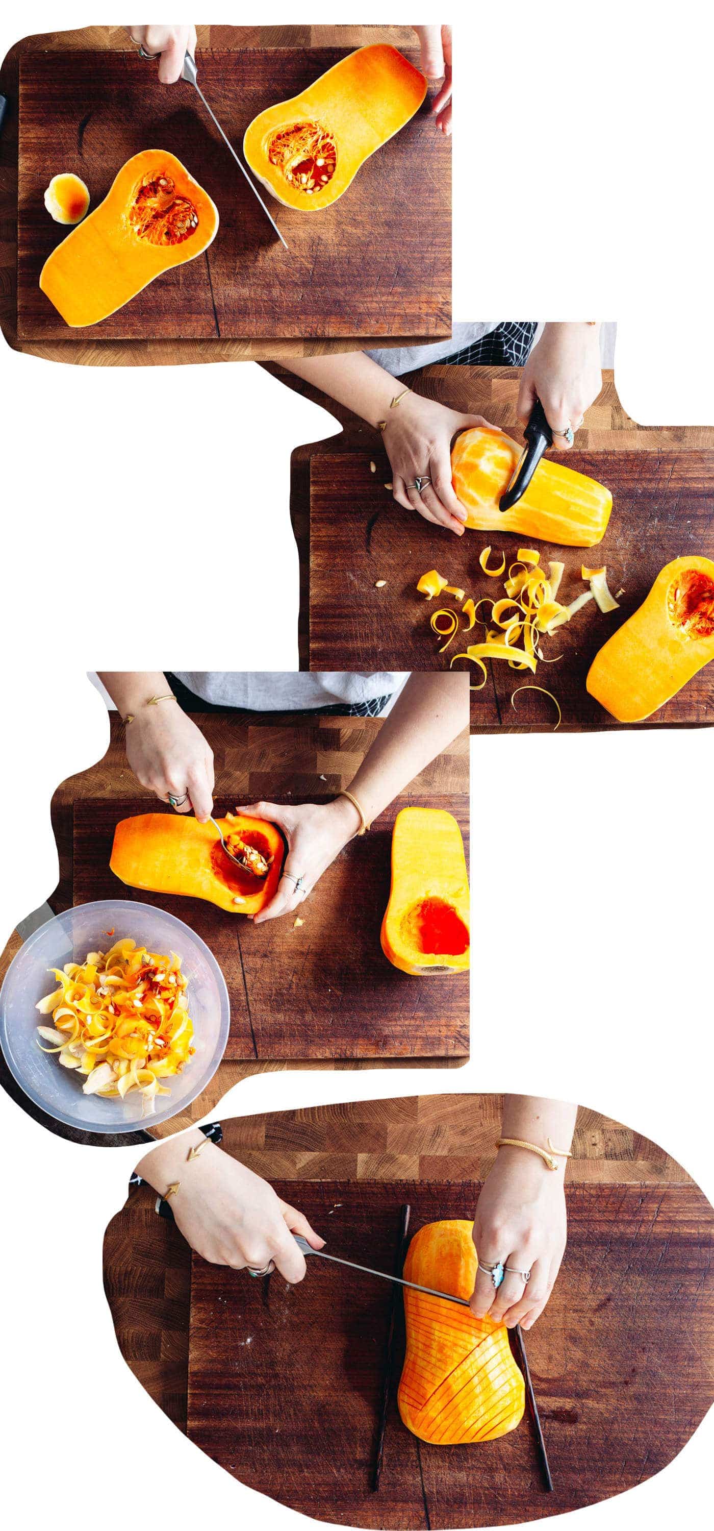 Food blogger Izy Hossack shows how to make Hassleback Squash with Garlic-Sage Butter