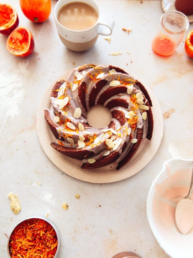 Blood Orange Poppy Seed Bundt Cake by food blogger Izy Hossack