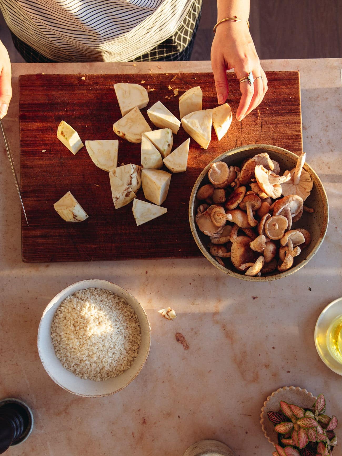 Celeriac Risotto with Roasted Mushrooms by Izy Hossack