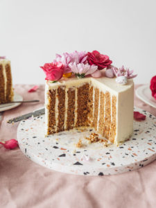Vertical Layer Carrot Cake with vanilla Swiss Meringue Buttercream by Izy Hossack