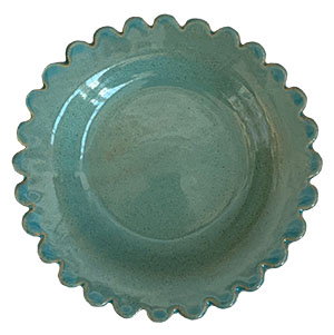 speckle teal shallow daisy bowl by kchossack pottery