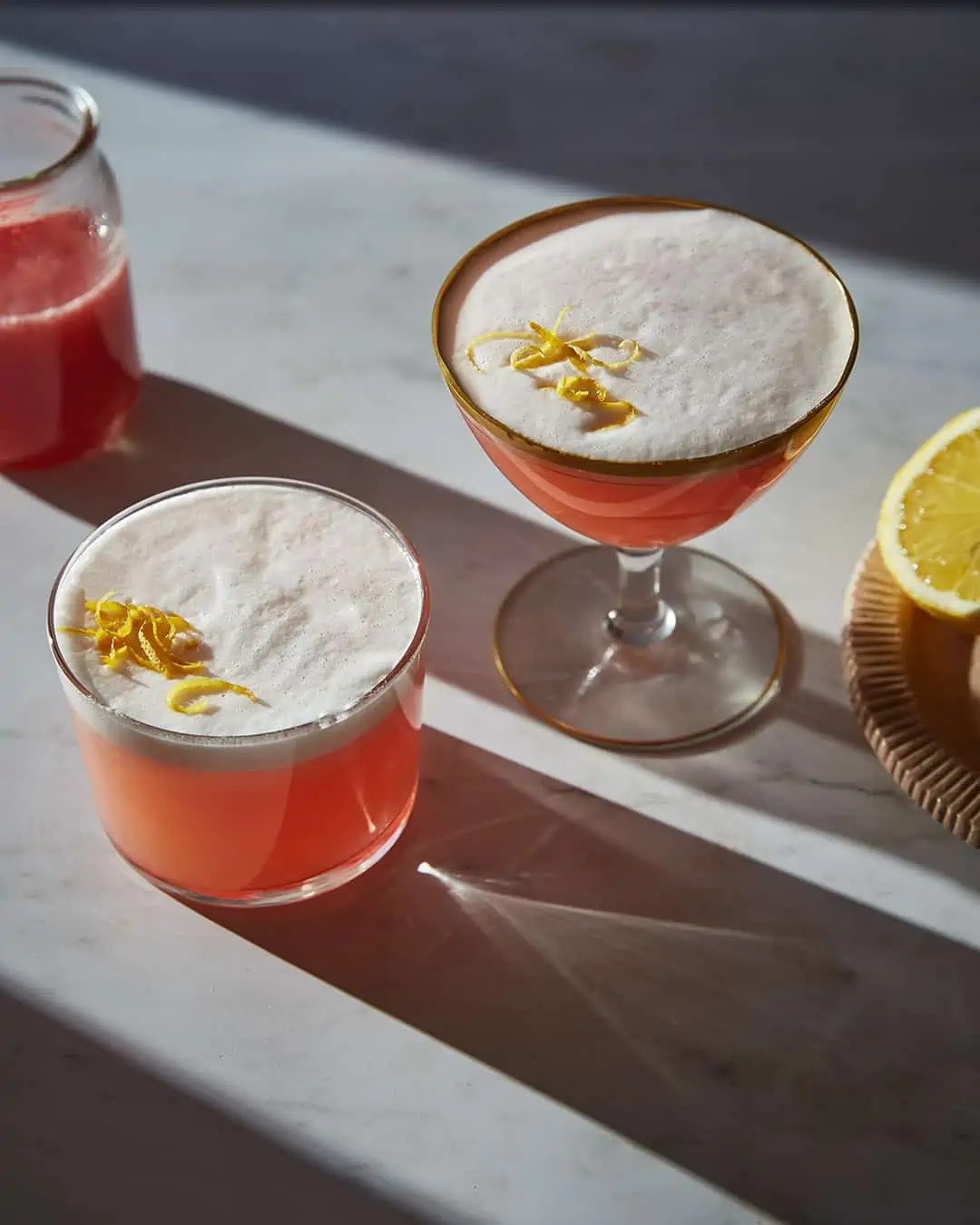 Rhubarb gin cocktail pink spring drink recipe