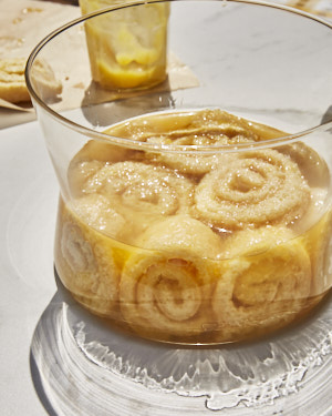jelly poured onto swiss roll for trifle